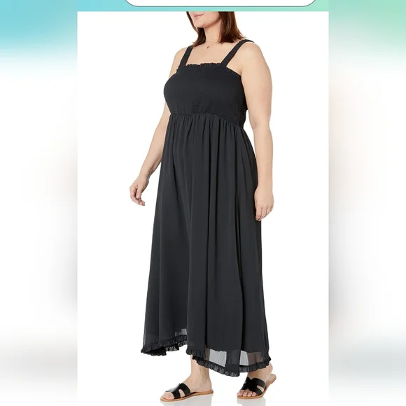 Elegant Black Maxi Dress The Drop Women's Jaya Smocked-Bodice Chiffon XLThe Drop - Picture 7 of 12